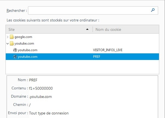 Exemple enregistrement cookie myWebProject