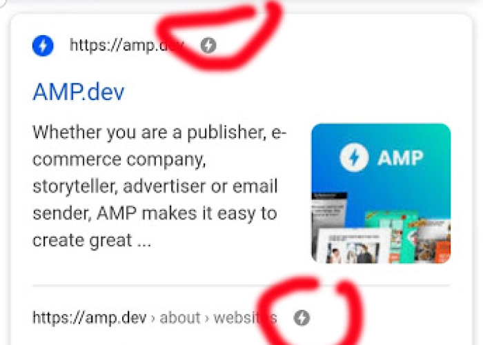 Eclair AMP dans Google - myWebProject